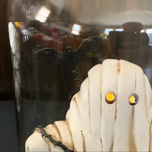 HTF - Glass Dome Ghost Cloche Light Up Halloween Decor - Boo Bats - Picture 6 of 13